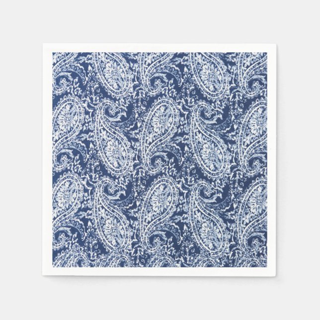 Blaues Blumenmuster Serviette (Vorderseite)