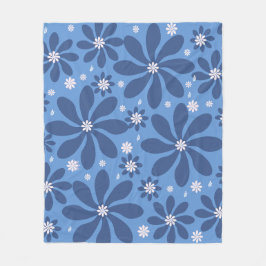 Blaues Blumenmuster - Stilvolle Akzente Fleecedecke