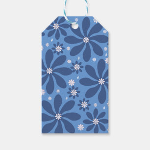 Blaues Blumenmuster - Stilvolle Akzente Geschenkanhänger