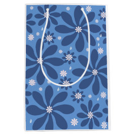 Blaues Blumenmuster - Stilvolle Akzente Mittlere Geschenktüte