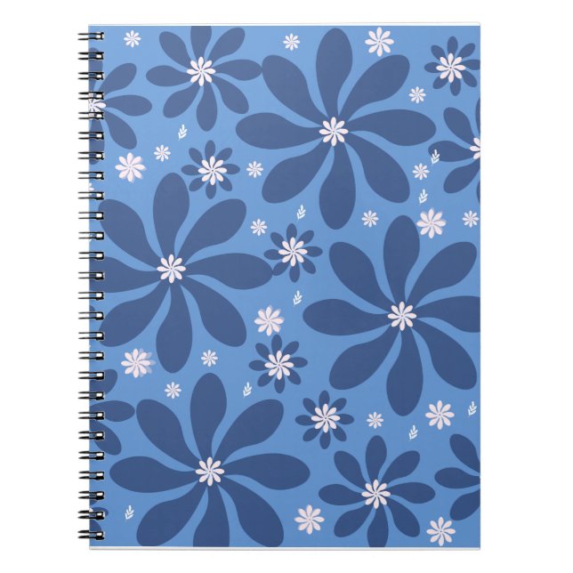 Blaues Blumenmuster - Stilvolle Akzente Notizblock (Vorderseite)