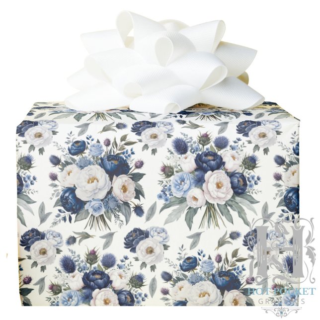 Blaues Blumenpapier Geschenkpapier (Von Creator hochgeladen)