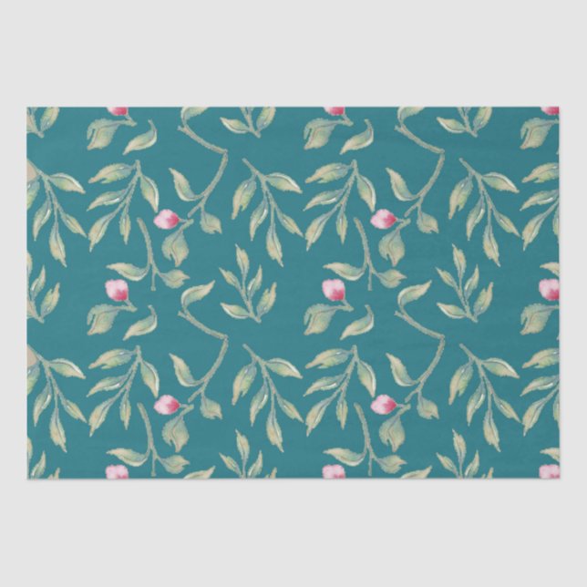 Blaues Blumenzapier Seidenpapier (Vorderseite)