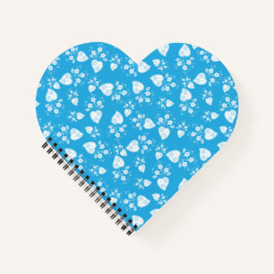 Blaues Blütenherz mit Blume Notizbuch