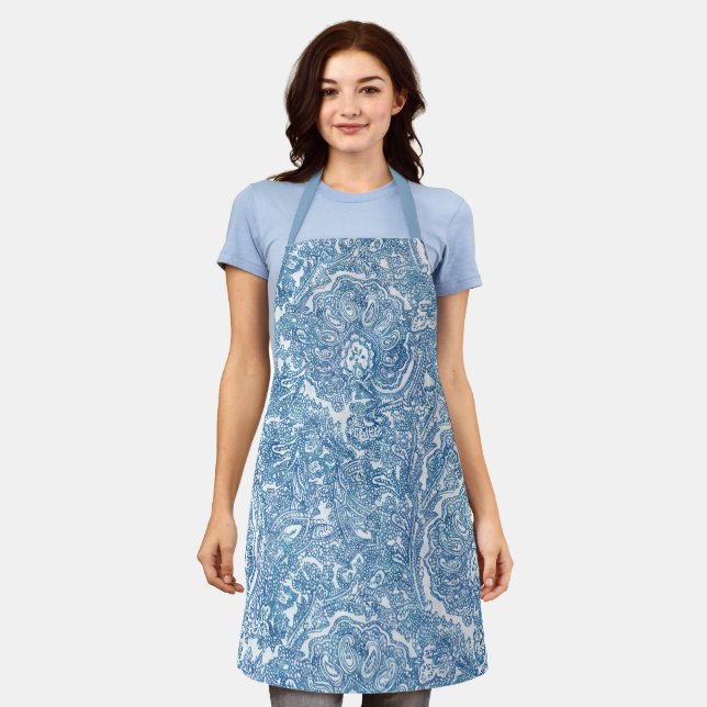 Blaues Boho-Paisleymuster  Schürze (Getragen)