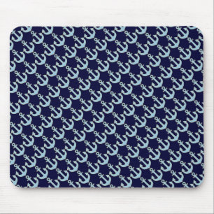 blaues Boot nautisches Anker Muster Mousepad