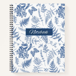 Blaues Botanisches Deluxe-Spiralnotizbuch Notizbuch