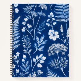 Blaues Botanisches Florales College-Notizbuch Notizbuch