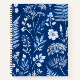 Blaues Botanisches Florales College-Notizbuch Notizbuch