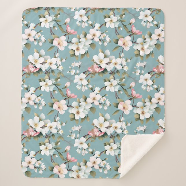 Blaues Botanisches Frühlingshemd Sherpadecke (Vorderseite)