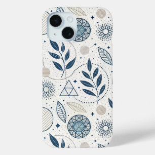 Blaues botanisches geometrisches Doodle Case-Mate iPhone Hülle