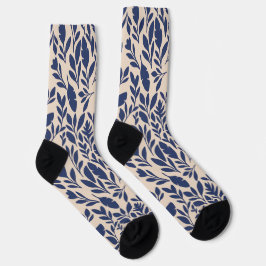 Blaues Botanisches Leaf Muster Socken