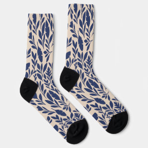 Blaues Botanisches Leaf Muster Socken
