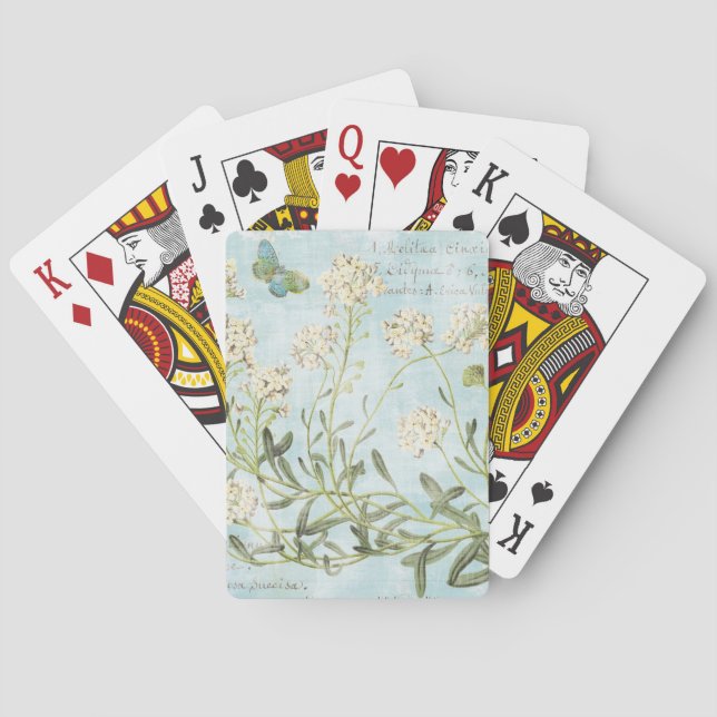 Blaues botanisches spielkarten (Rückseite)