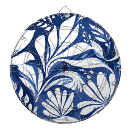 Blaues botanisches Wasserfarben-Blumenmuster Dartscheibe