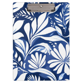 Blaues botanisches Wasserfarben-Blumenmuster Klemmbrett