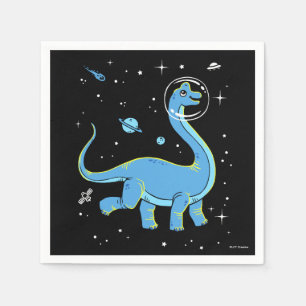 Blaues Brachiosaurus Dinos im Weltraum Serviette