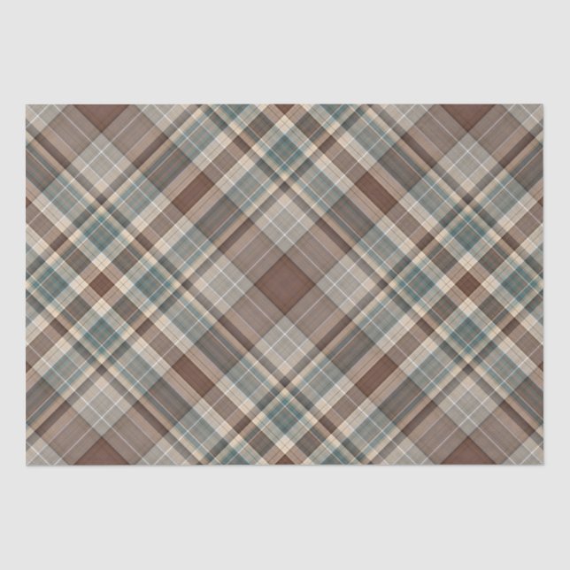 Blaues Braun Tartan-Karo Seidenpapier (Vorderseite)