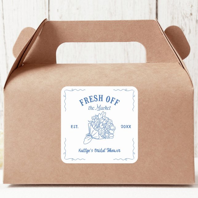 Blaues Brautparty vom Markt Quadratischer Aufkleber (Von Creator hochgeladen)