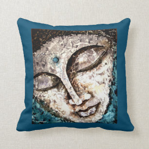 Blaues Buddha-Aquarell-Kunst-Wurfs-Kissen Kissen