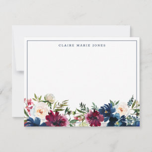 Blaues Burgund-Wasser-Aquarell dünne Grenze Mitteilungskarte
