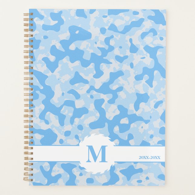 Blaues Camouflage Muster Abstrakte Art Dekoration Planer (Vorderseite)