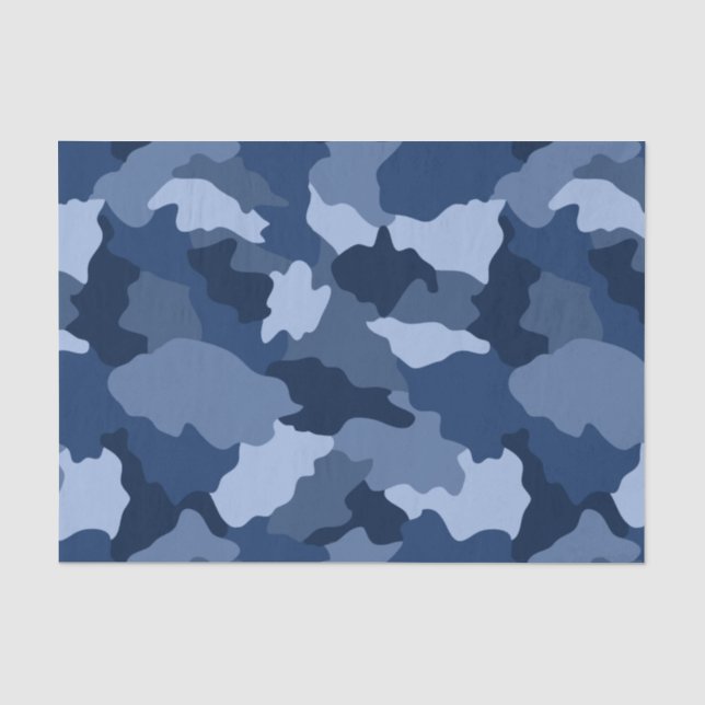 Blaues Camouflage-Muster Seidenpapier (Vorderseite)