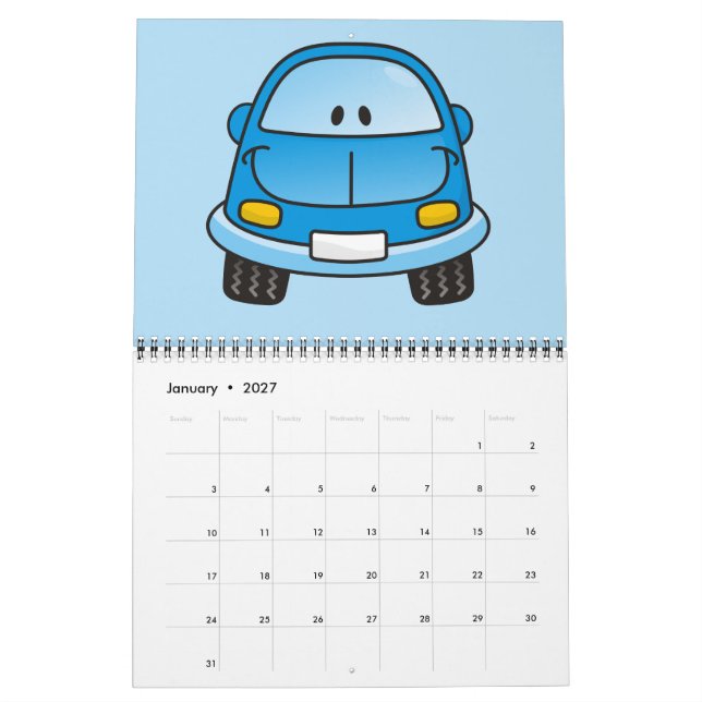 Blaues Cartoon Kalender (Jan 2027)