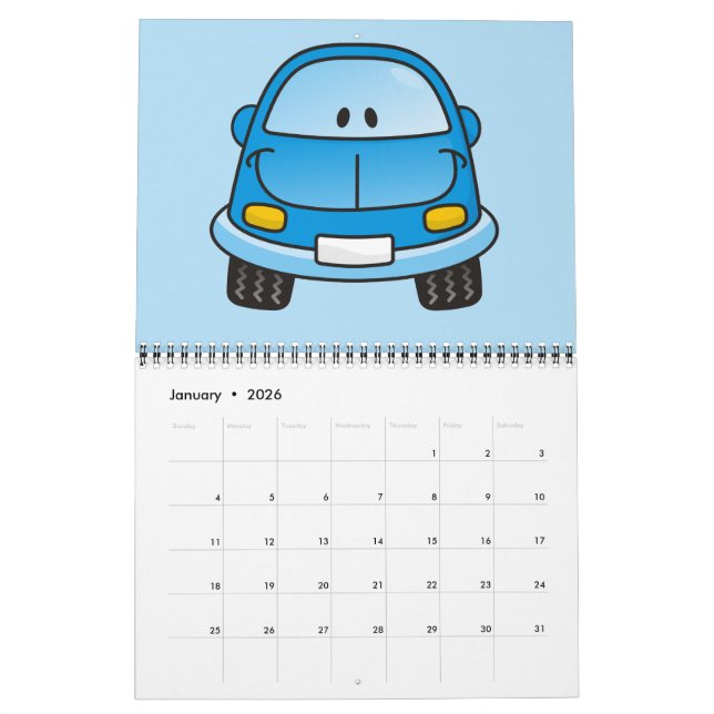 Blaues Cartoon Kalender (Jan 2026)
