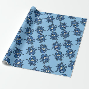 Blaues Cartoon Octopus Wrapping Paper Geschenkpapier