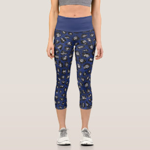 Blaues Cheetah-Muster modernes Glitter Capri Leggings