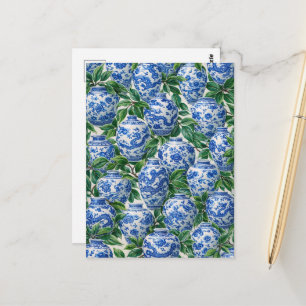 Blaues chinesisches Porzellan-Ginger-Gefäß Postkarte