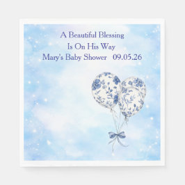 Blaues Chinoiserie-Baby-Shower-Tischwäsche-Set Serviette