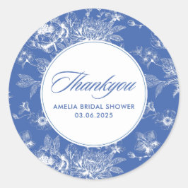 Blaues Chinoiserie-Brautparty Runder Aufkleber