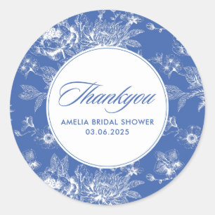 Blaues Chinoiserie-Brautparty Runder Aufkleber