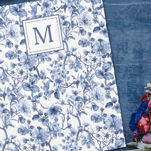 Blaues Chinoiserie-Toile-Muster Fleecedecke