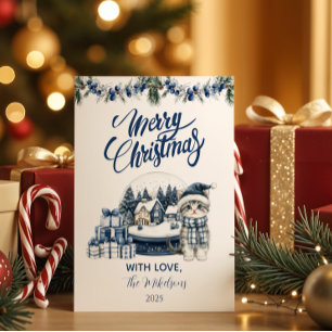 Blaues Chinoiserie-Weihnachten Feiertagskarte
