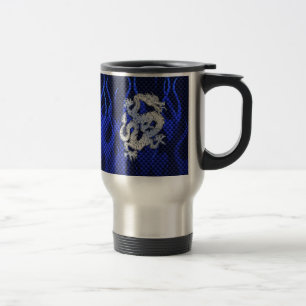 Blaues Chrom mag Drache-Kohlenstoff-Faser-Art Reisebecher
