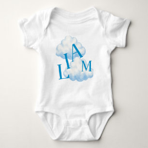 Blaues Cloud Monogramm Baby Bodysuit Strampler
