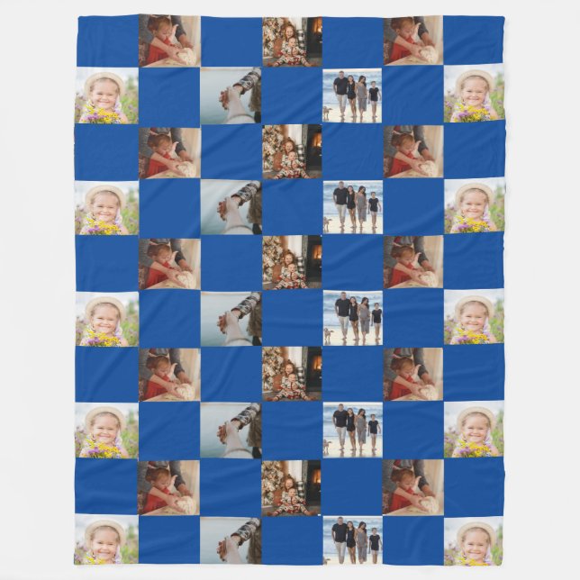 Blaues Collage Foto Muster Fleece Blanket (Vorderseite)