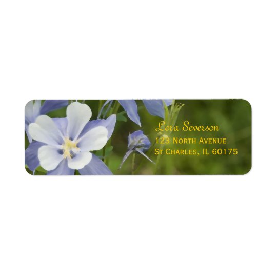 Blaues Columbine-Blumen-Rücksendeadresse