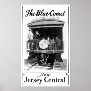 Blaues Comet Train Glossy Poster
