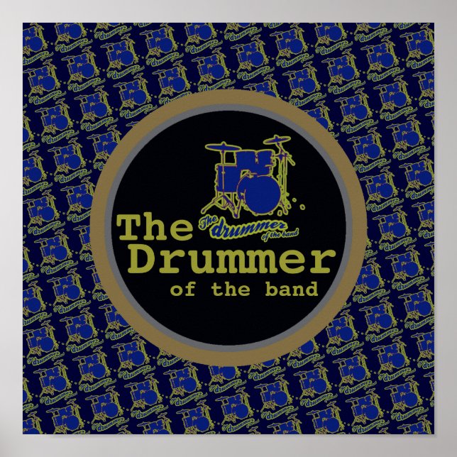 blaues cooles Drum-Dekor Poster (Vorne)