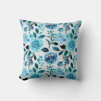 Blaues Country-Blumenmuster Kissen