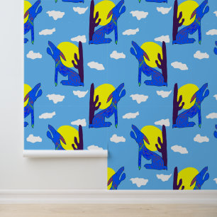 Blaues Coyote-Muster Tapete