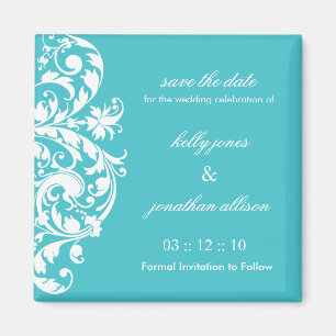 Blaues Curaçao Save the Date, das Magneten Weddin Magnet