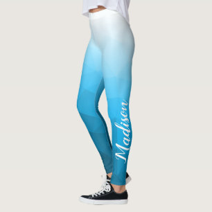 Blaues Cyan Aqua Gradient Geometry Mesh Muster Nam Leggings