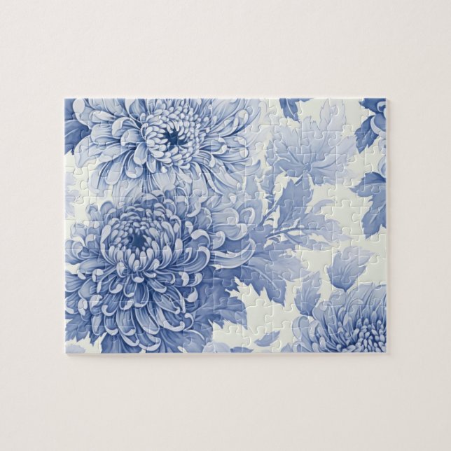 Blaues Dahlia-Toilmuster (Horizontal)