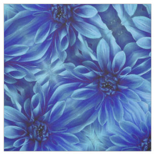 Blaues Dahlie-Blumen-Muster Stoff