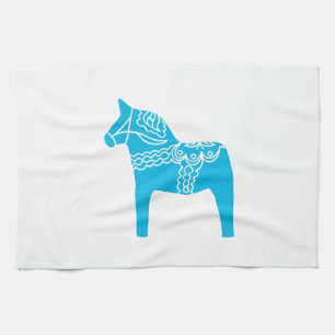 Blaues Dala Pferd Handtuch